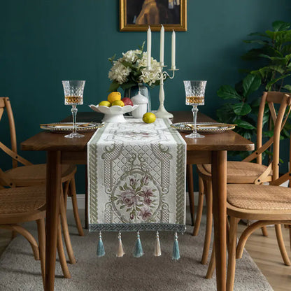 Modern Minimalist Christmas Table Runner With Tassels For Home Decor