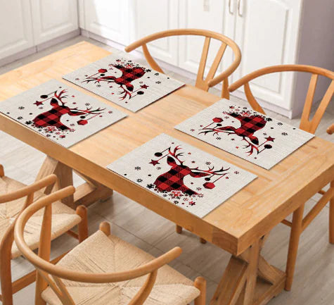 Christmas Red Cotton & Linen Placemat Series For Home Decor