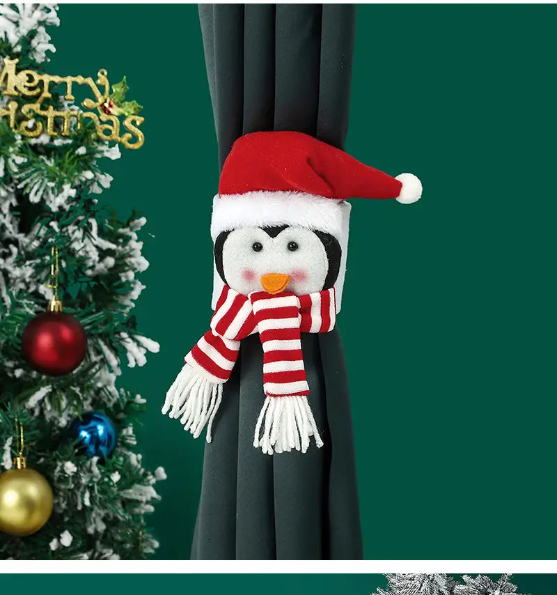 Christmas Curtain Buckle: Santa, Snowman, Reindeer, Penguin For Home Decor