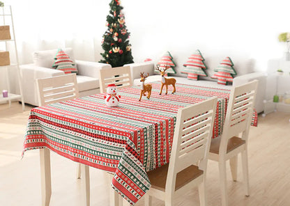 Christmas Theme Rectangular Cotton Linen Tablecloth For Home Decor
