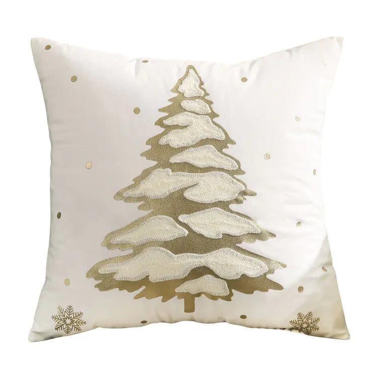 Christmas Tree Gold Foil Deer Cushion Cover For Home Decor
