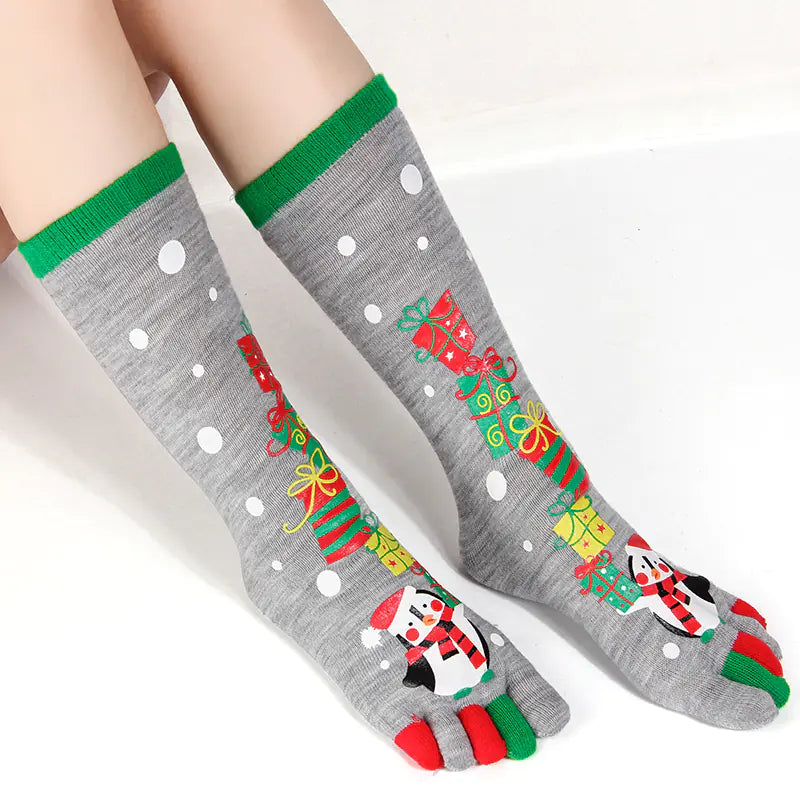 Christmas Five-Toed Socks For Cold Protection and Warmth
