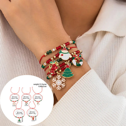 European American Christmas Letters Beaded Bracelet Set