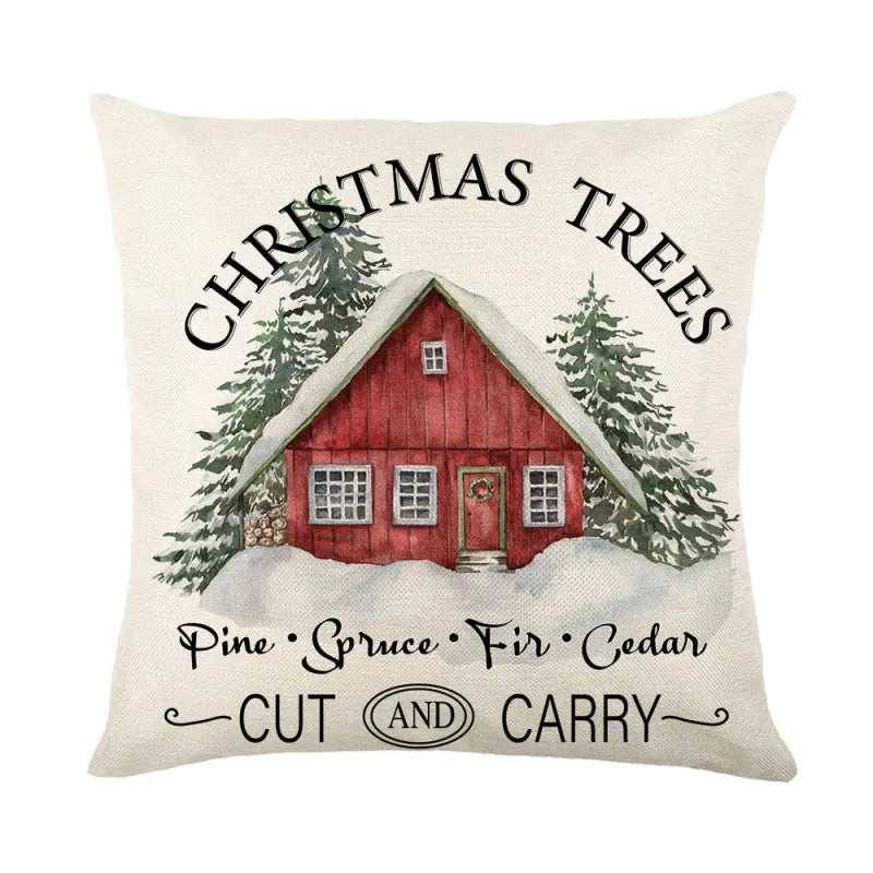 Christmas Tree Elk Print Pillow For Home Decor