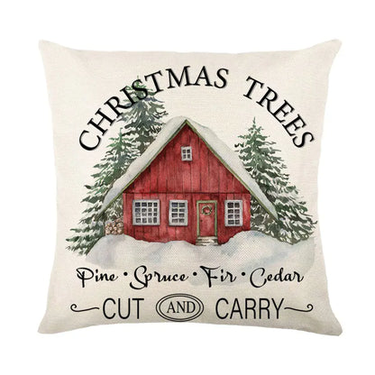 Christmas Tree Elk Print Pillow For Home Decor