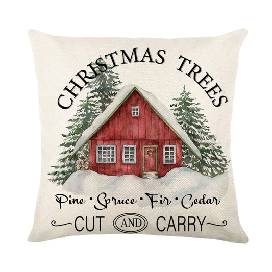 Christmas Tree Elk Print Pillow For Home Decor