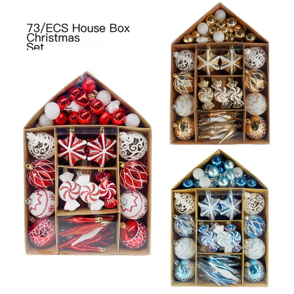 73pc Christmas Ornament Ball Set With Unique Candy Designs For Home Decor