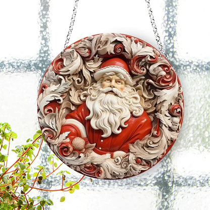 Christmas Ceramic Santa Acrylic Hanging Decoration For Home Decor