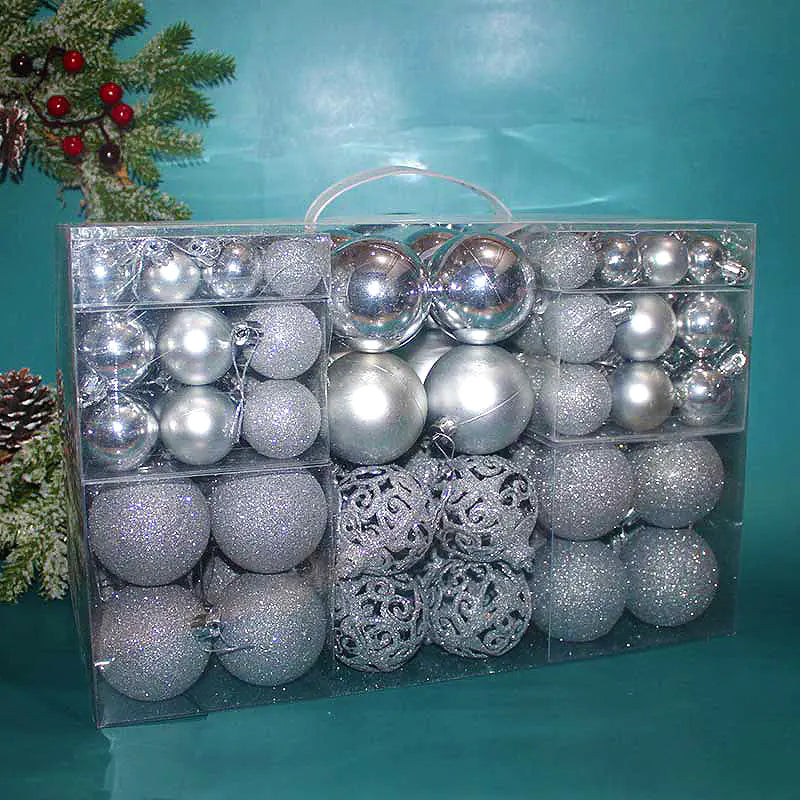 100-Piece Christmas Ornament Ball Set PVC Decor For Home Decor