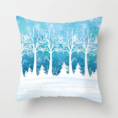 Christmas Snowflake Print Polyester Pillowcase For Home Decor