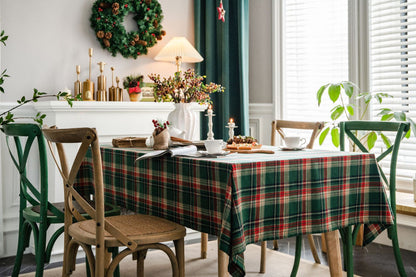 Imanqi Checkered Christmas Tablecloth With Tassels For Home Decor