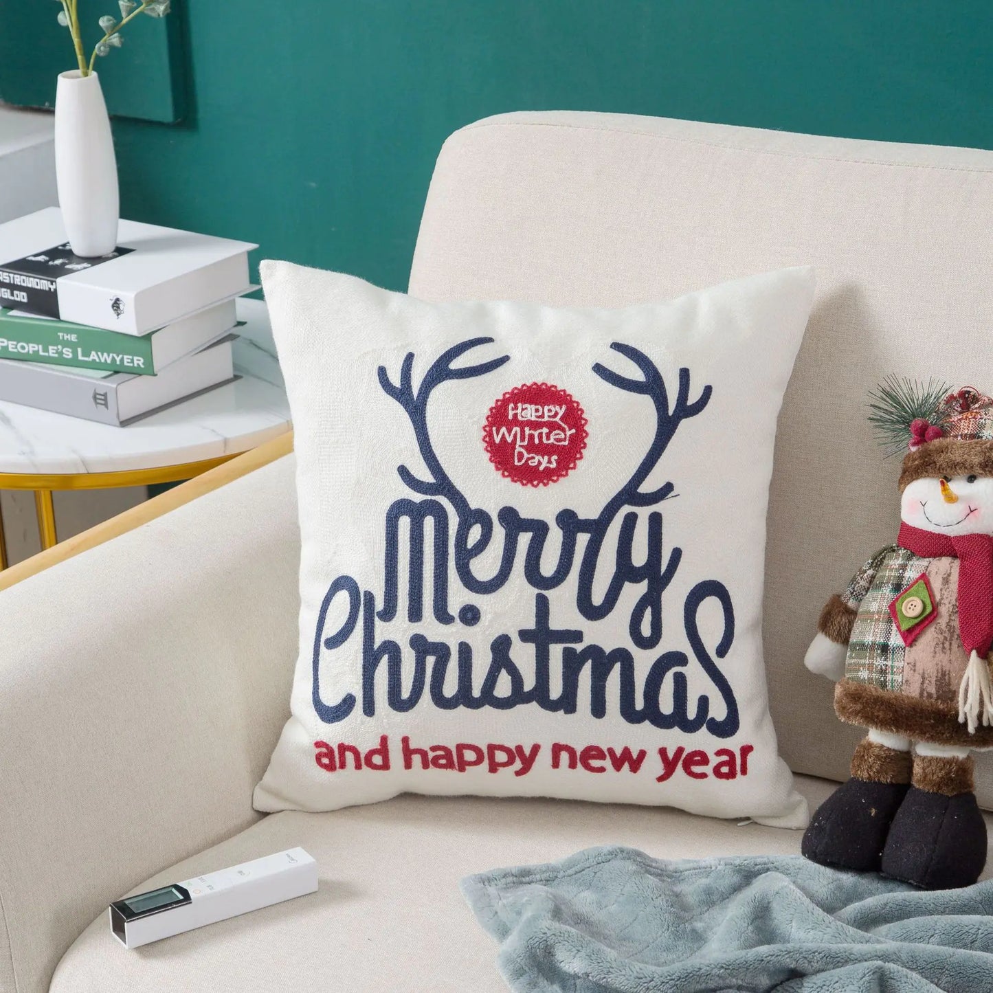 Christmas Embroidery Pillowcase For Home Decor
