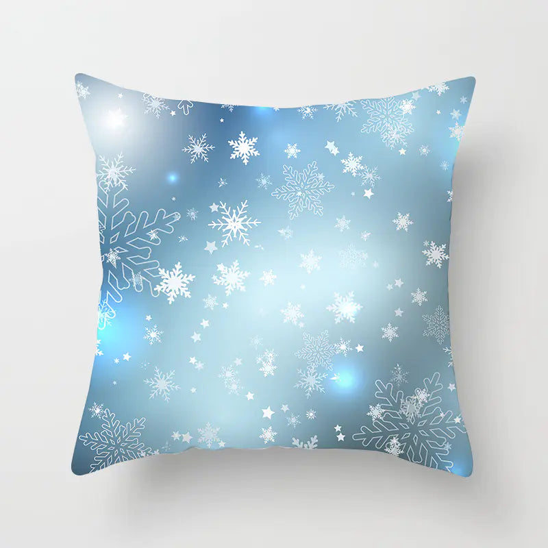 Christmas Snowflake Print Polyester Pillowcase For Home Decor