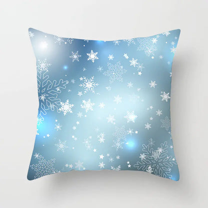 Christmas Snowflake Print Polyester Pillowcase For Home Decor