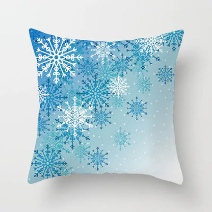 Christmas Snowflake Print Polyester Pillowcase For Home Decor