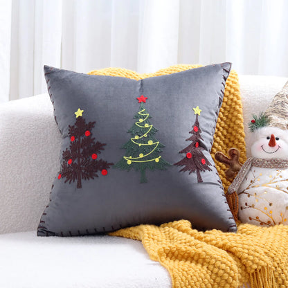 Christmas Tree Gold Foil Deer Cushion Cover For Home Decor
