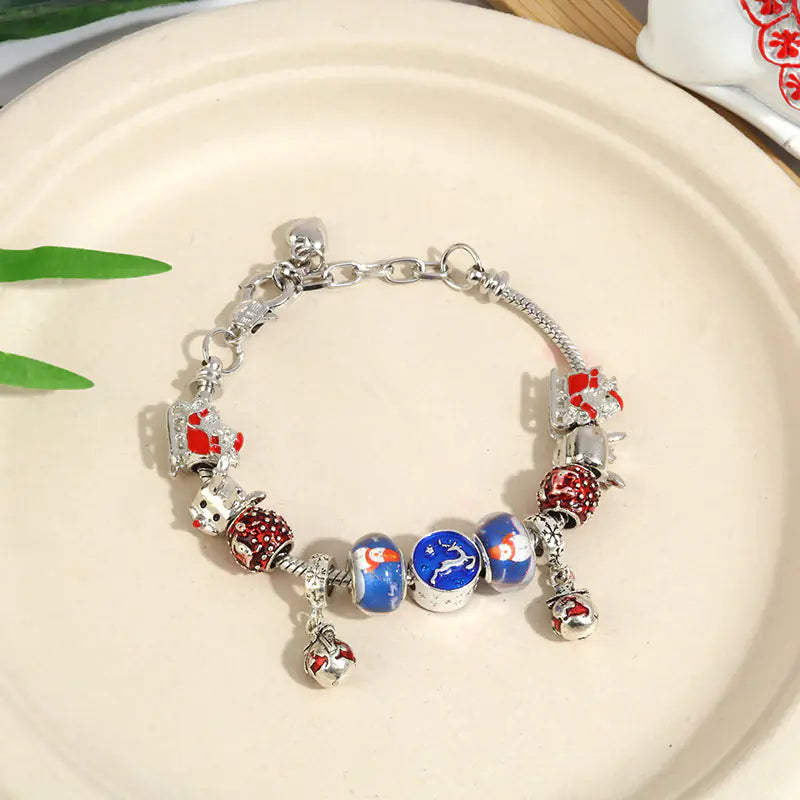 Christmas Snowflake Bells Charm Bracelet For Kids