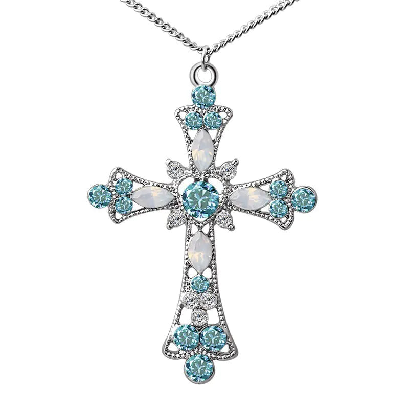 Cross Pendant Earrings & Necklace Set For Christmas