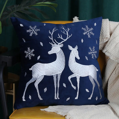 Christmas Tree Gold Foil Deer Cushion Cover For Home Decor