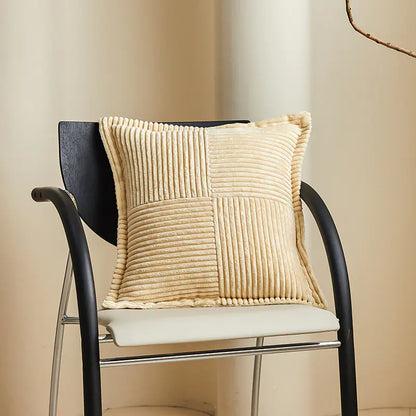 Solid Christmas Corduroy Cushion Cover With Stripes