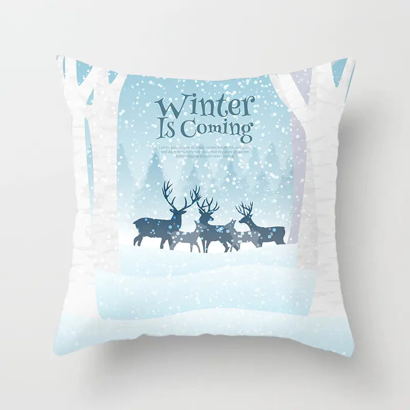 Christmas Snowflake Print Polyester Pillowcase For Home Decor