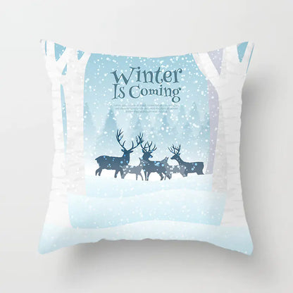 Christmas Snowflake Print Polyester Pillowcase For Home Decor