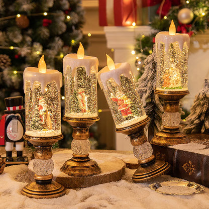 Christmas Candle Lights - Crystal Snowfall Decoration For Home Decor