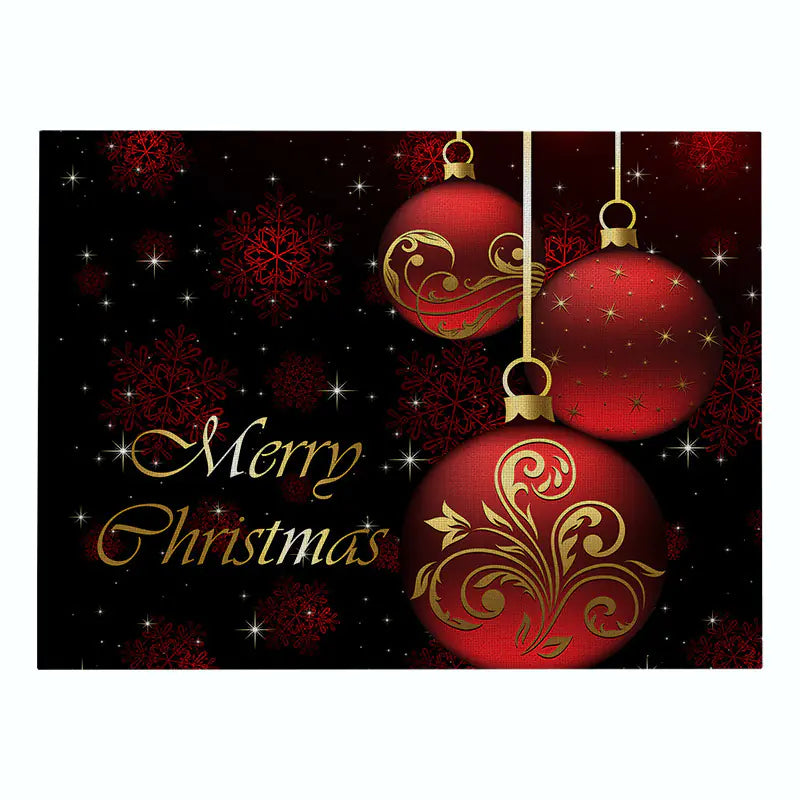 Christmas Red Cotton & Linen Placemat Series For Home Decor