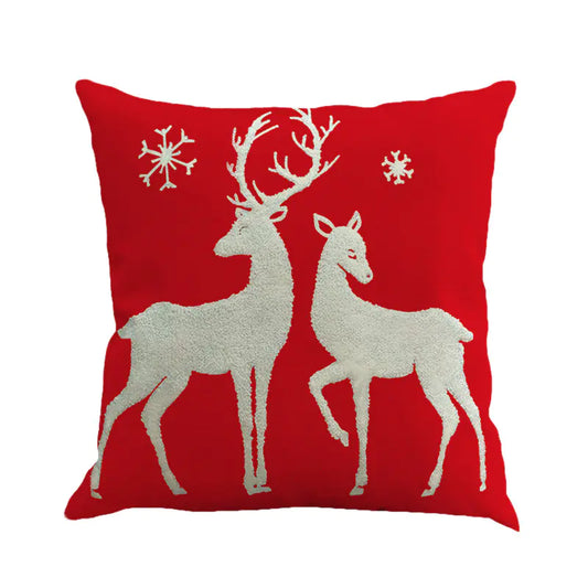 Christmas Pillow Cover With Reindeer & Santa Design For Home Decor