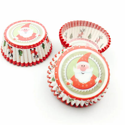 Christmas Santa Cupcake Baking Liners 100-Pack