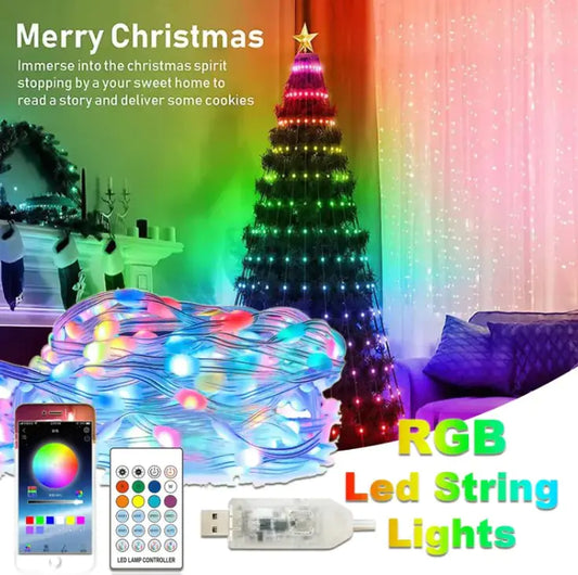 Christmas LED Remote Control RGB Smart Lights For Home Decor