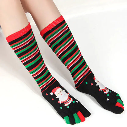 Christmas Five-Toed Socks For Cold Protection and Warmth