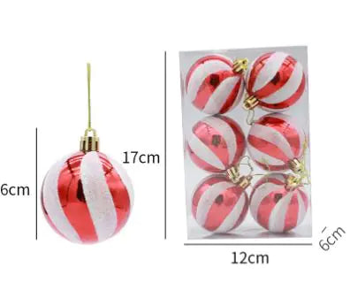 Glitter Christmas Ball Ornament Six Pack For Home Decor