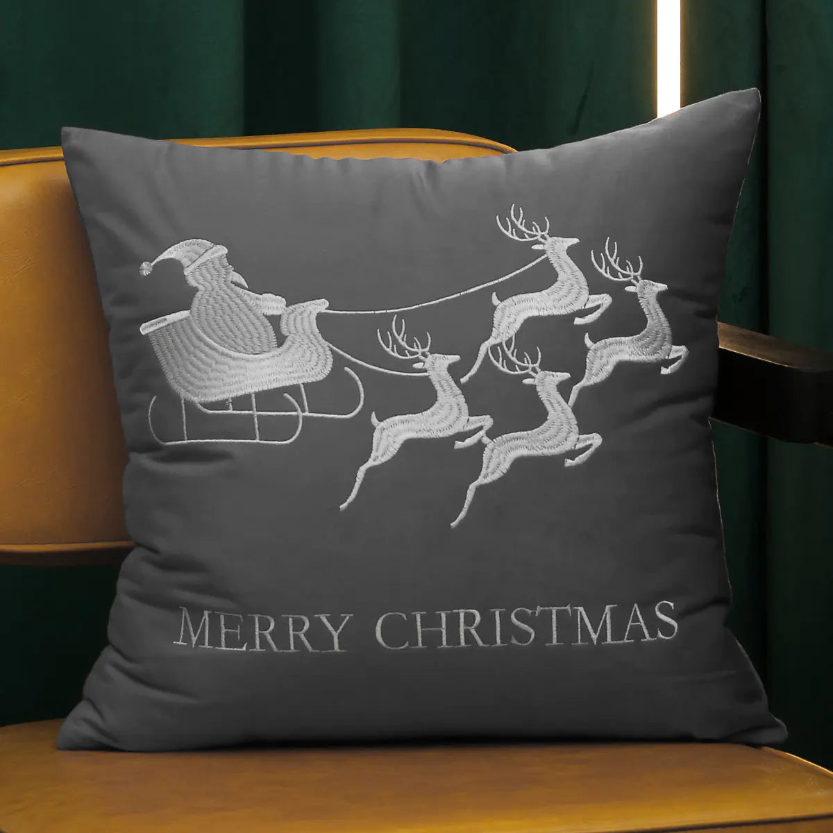 Christmas Tree Gold Foil Deer Cushion Cover For Home Decor