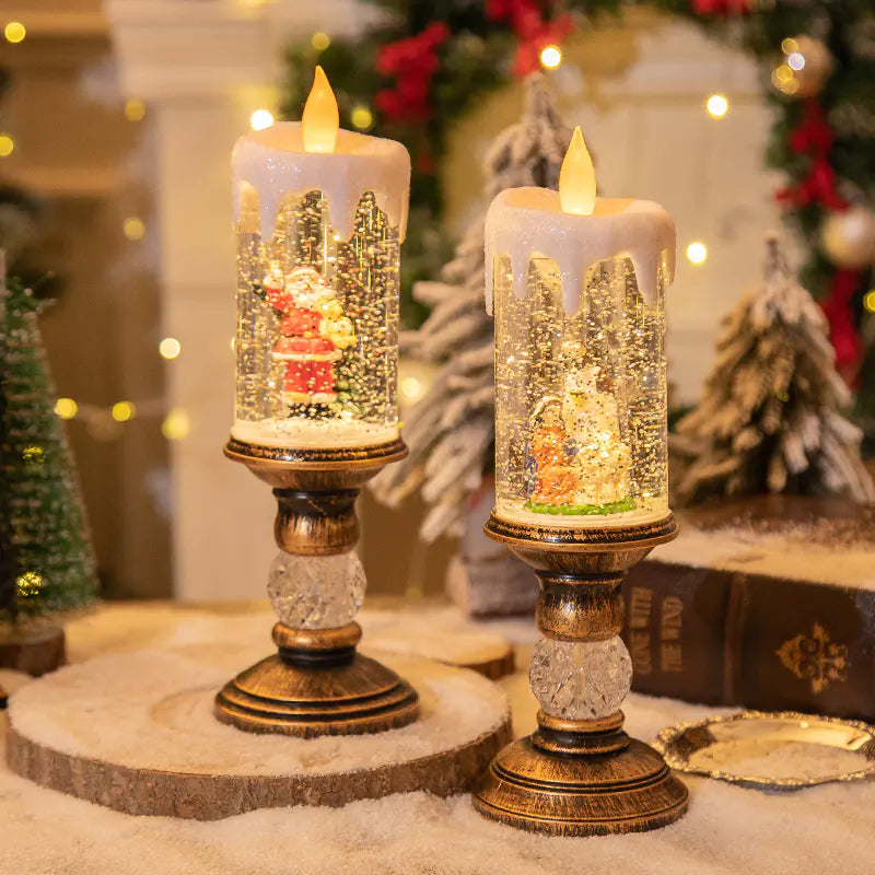 Christmas Candle Lights - Crystal Snowfall Decoration For Home Decor