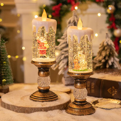 Christmas Candle Lights - Crystal Snowfall Decoration For Home Decor