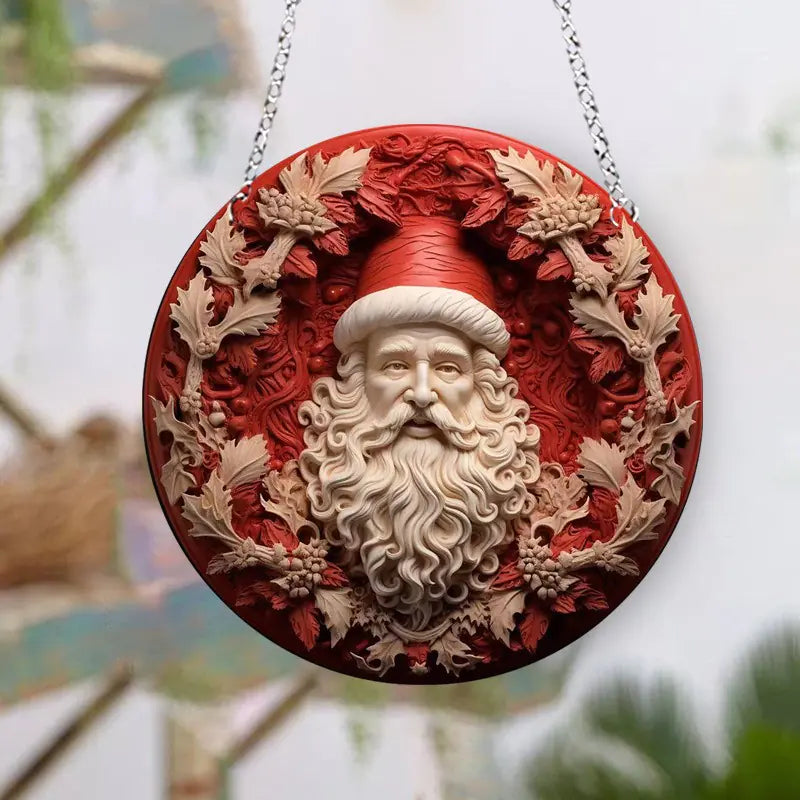 Christmas Ceramic Santa Acrylic Hanging Decoration For Home Decor