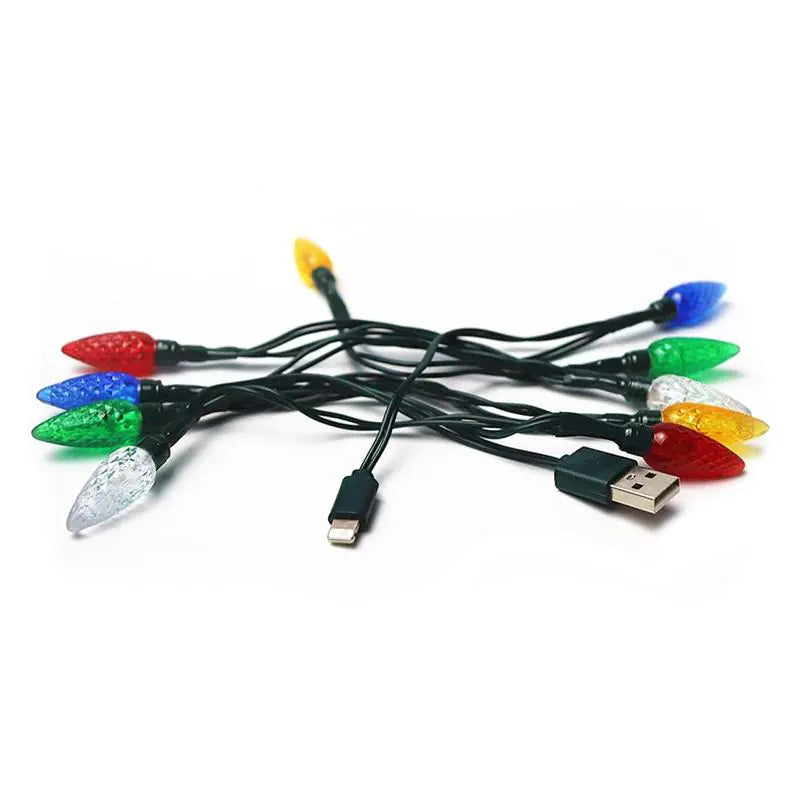 LED USB Charging Cable With Christmas String Lights
