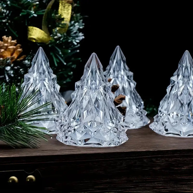 LED Flameless Crystal Mini Christmas Tree Night Light (1PC) For Home Decor