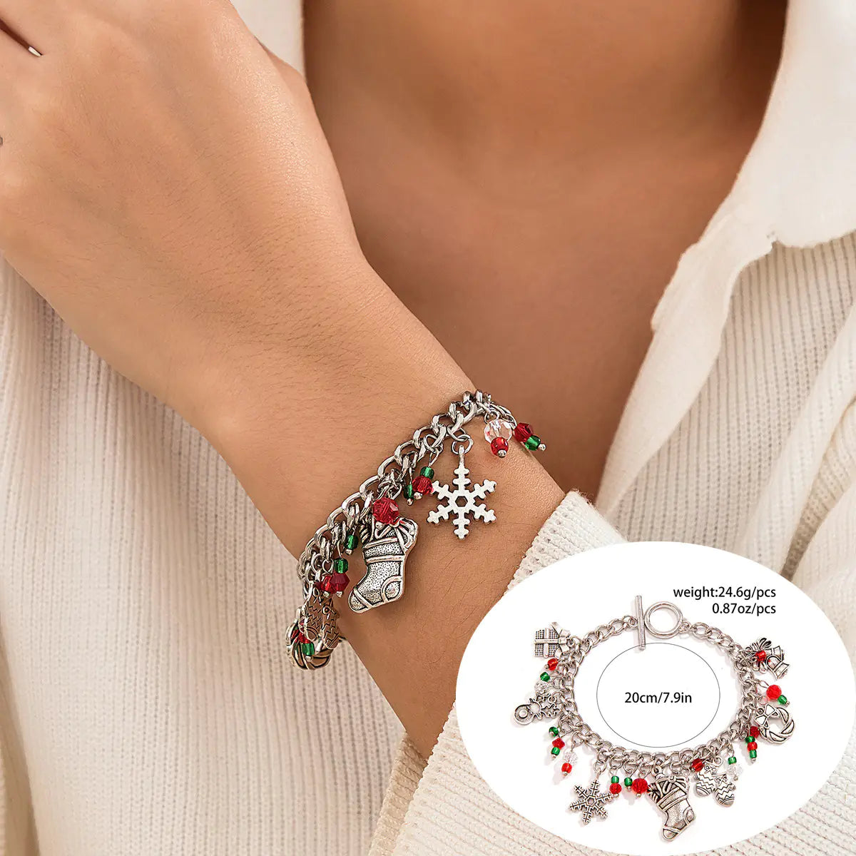 European American Christmas Letters Beaded Bracelet Set