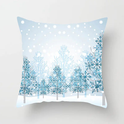Christmas Snowflake Print Polyester Pillowcase For Home Decor