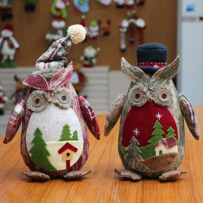 Holiday Owl Figurine For Christmas Decoration For Home Decor