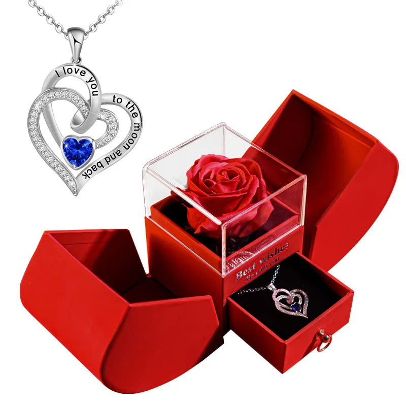 Elegant Christmas Rose Jewelry Box & Necklace