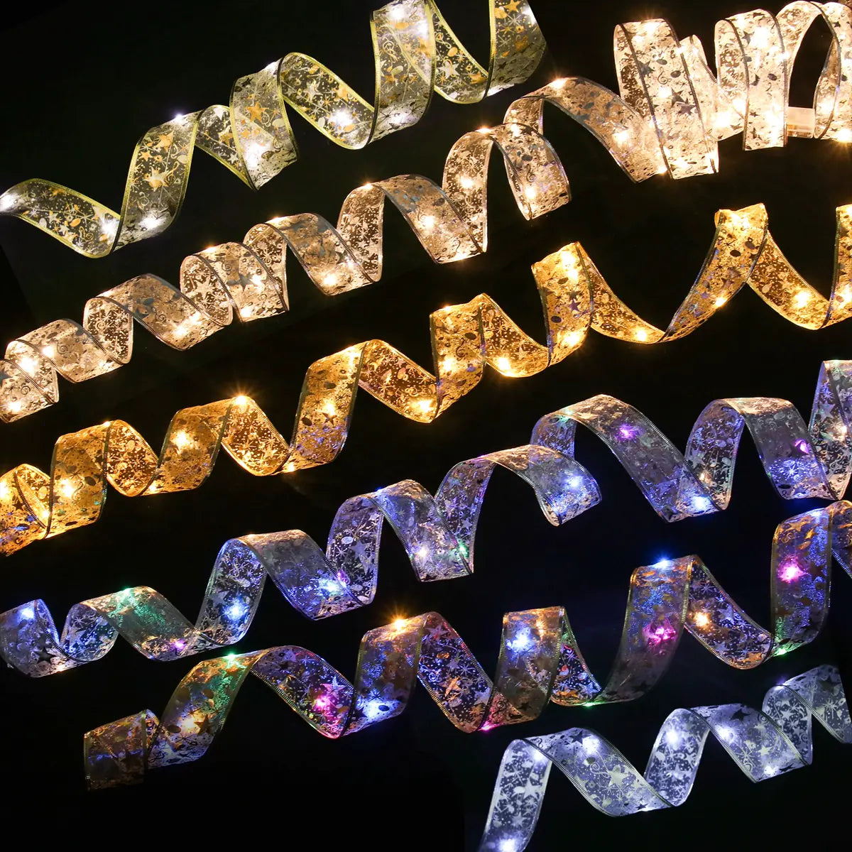 Christmas Ribbon Fairy Light String Garland Decoration For Home Decor