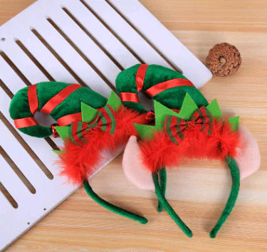Christmas Party Decorations, Colorful Elf Feather Headband