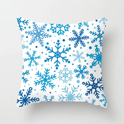 Christmas Snowflake Print Polyester Pillowcase For Home Decor