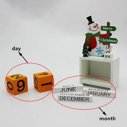 Wooden Christmas Calendar Decoration Piece For Home Decor