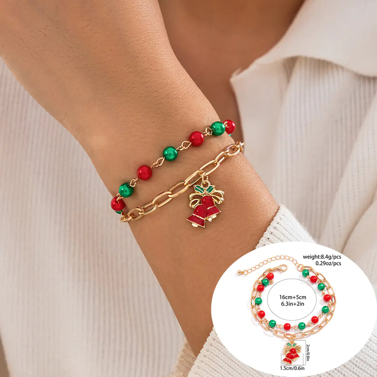 European American Christmas Letters Beaded Bracelet Set