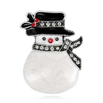 Christmas Snowman Diamond Brooch - Stylish Gift Pin