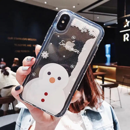 Snowflake Liquid Sand Christmas iPhone Case